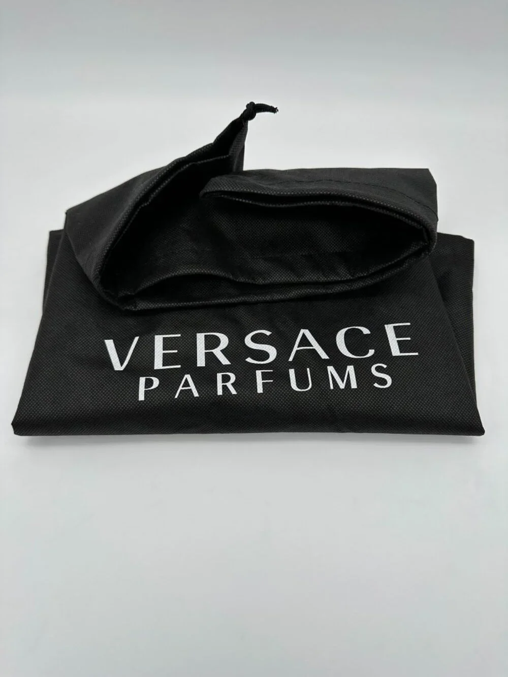 Versace Parfums Nylon Canvas Fashion Tote Bag Detachable Strap Black/Silver Tone